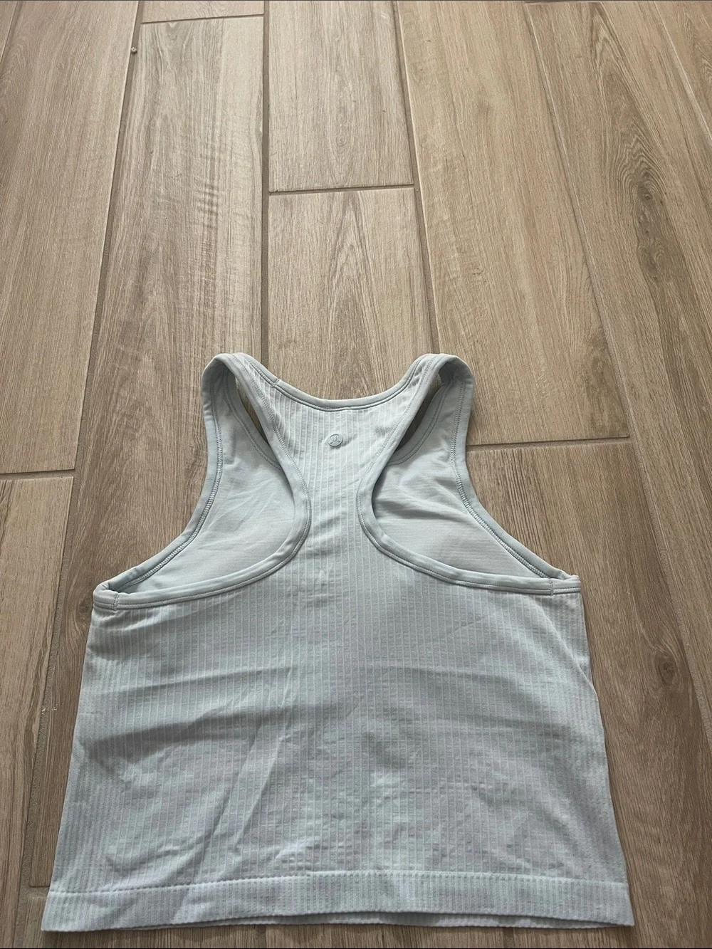 Lululemon Ebb To Street Cropped Racerback Tank Top Starch Blue Sz 8 B/C